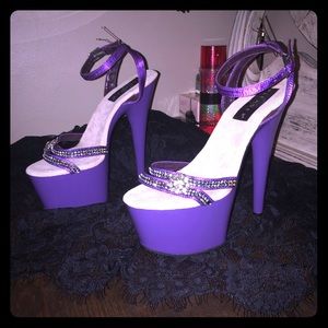 Purple rhinestone heels